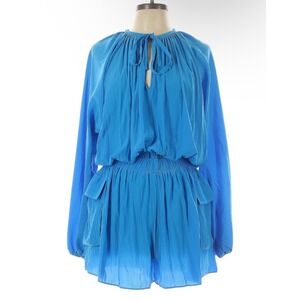 Ramy Brook DJ V Neck Beach Coastal Bright Blue Romper Size XS MSRP‎ $425 NWT